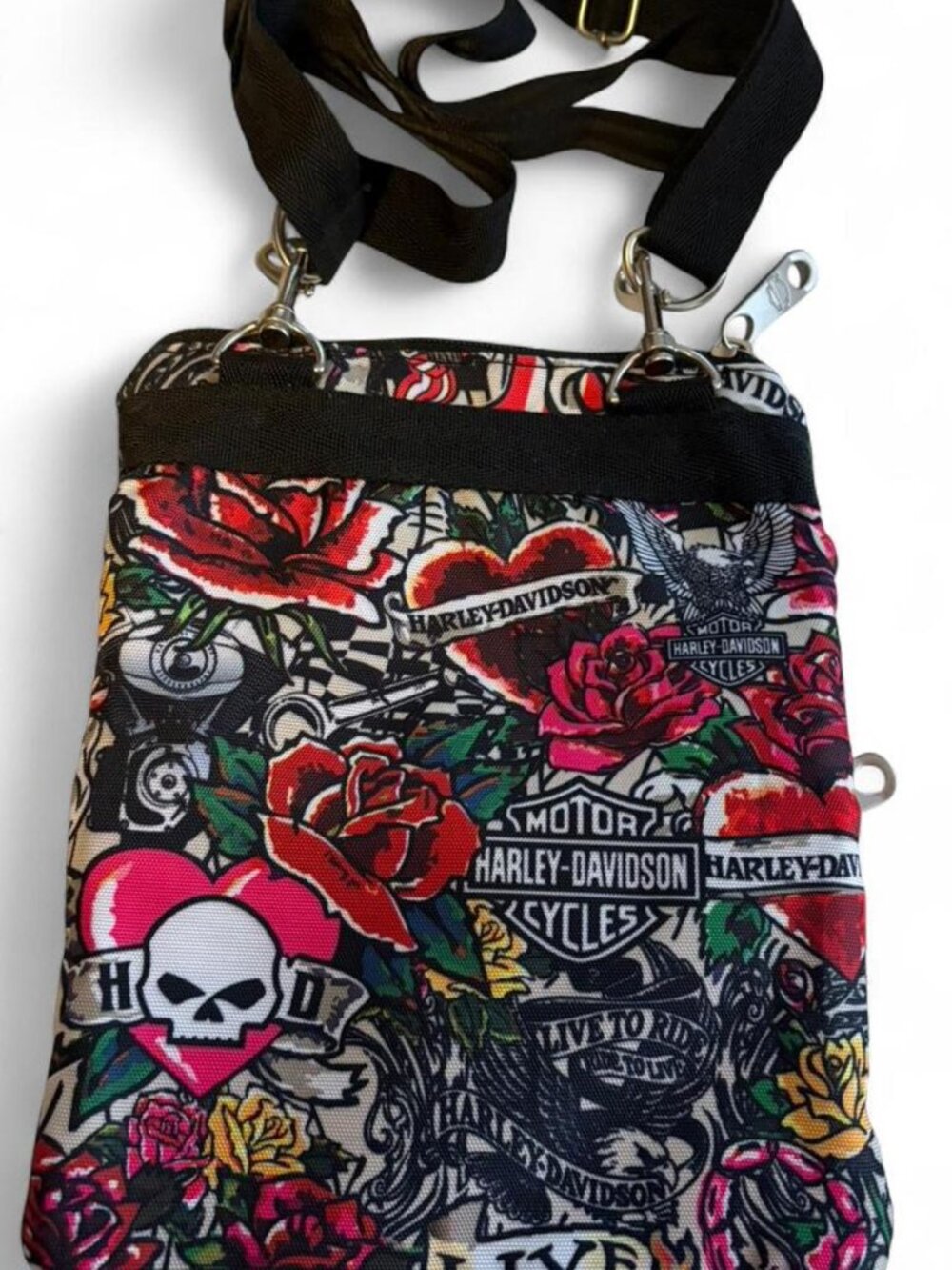 Harley-Davidson multicolor tattoo print crossbodybag with hair scrunchie - Picture 6 of 8